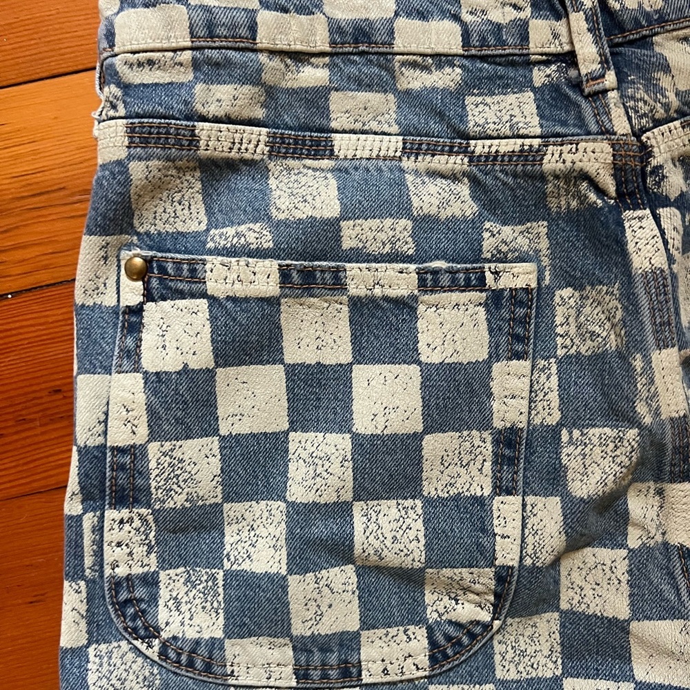 THE GREAT. Blue and White Floral Straight Leg Jeans - Picture 2 of 4